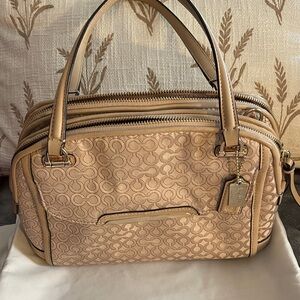 Coach Madison Pearlescent Khaki Georgie Op Art Convertible Satchel #A1420-30406